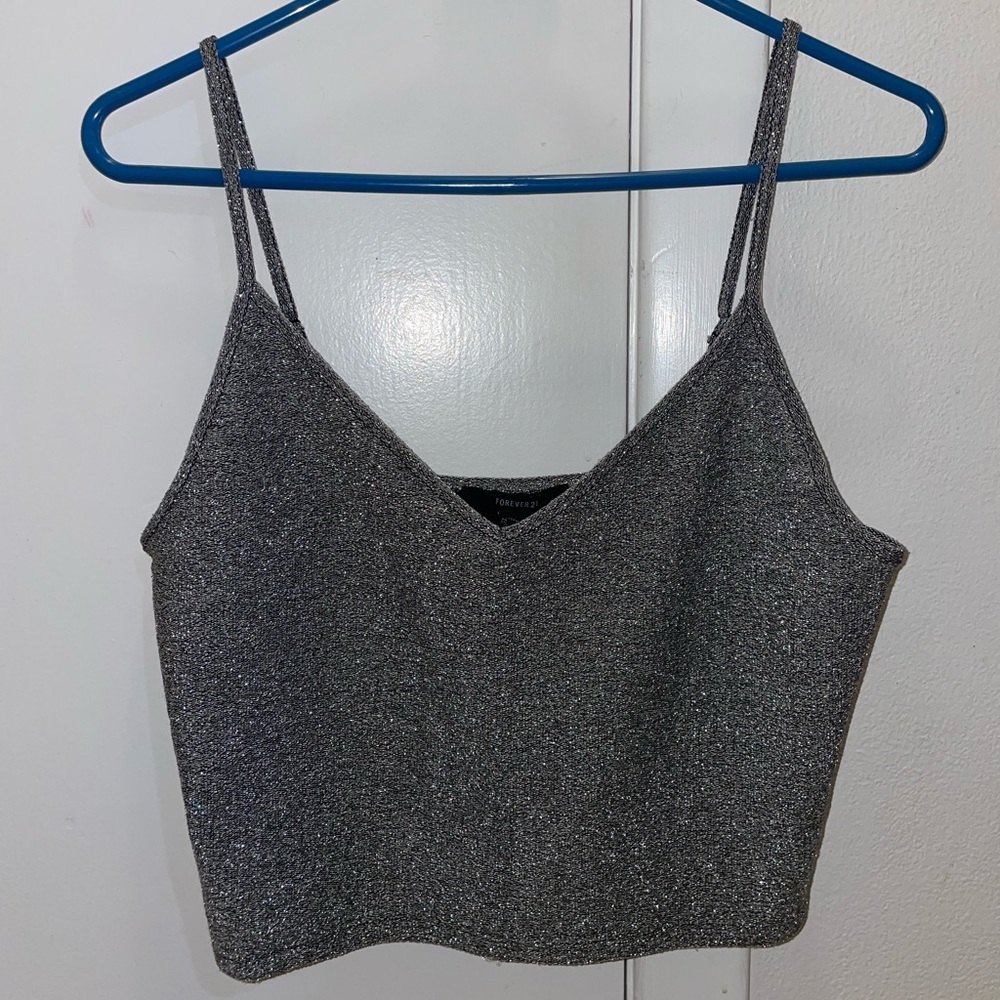 Silver glitter tank top